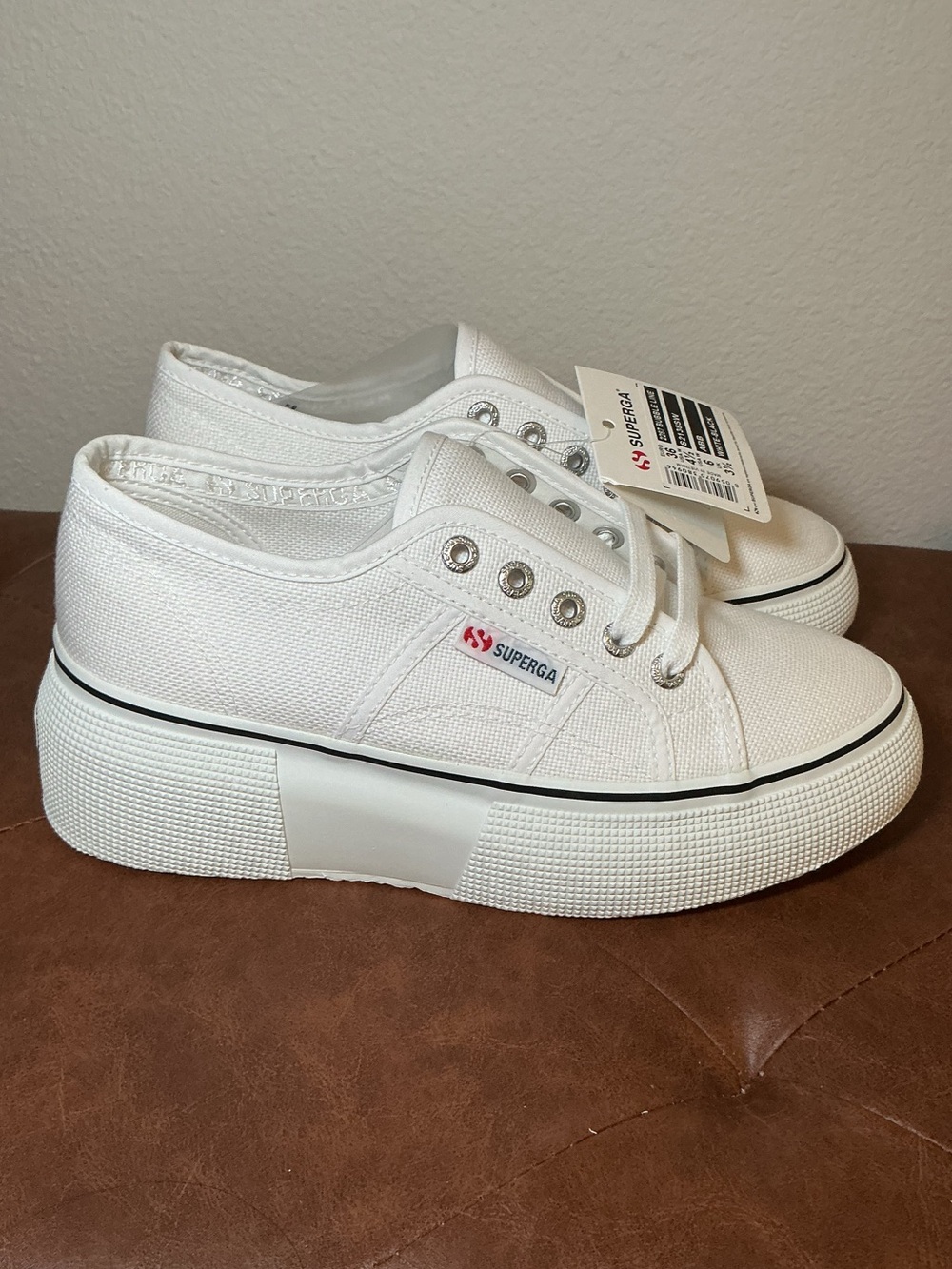 Superga Women's White Platform Canvas Sneakers